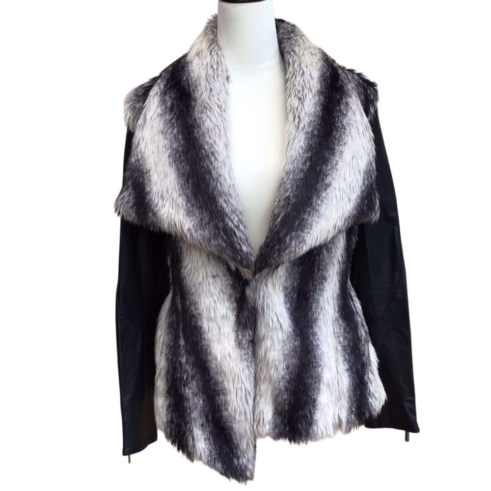 Stella & Jaime Chamonix Genuine Leather & Faux Fur Jacket Size Small - Picture 5 of 14